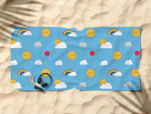 kawaii skies beach towel