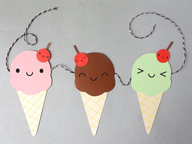 kawaii paper craft ice cream garland tutorial copyright marceline smith