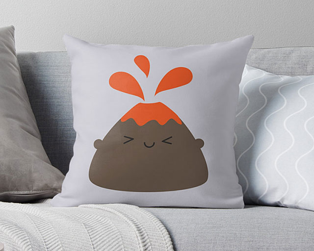 kawaii volcano pillow