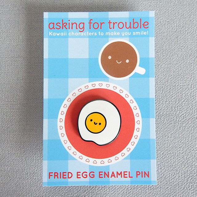 kawaii fried egg enamel pin