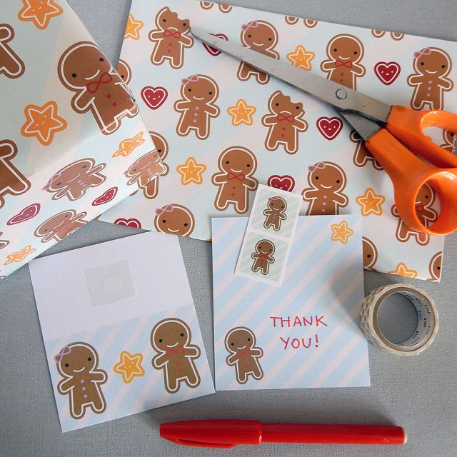 gingerbread man wrapping paper