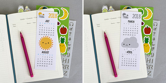 2018 Calendar Printable Bookmarks