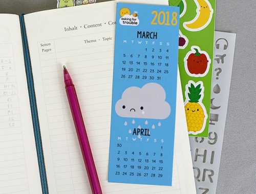 free calendar bookmark 2018