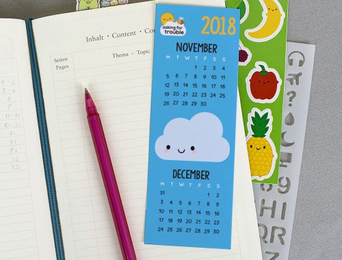november december printable calendar bookmark
