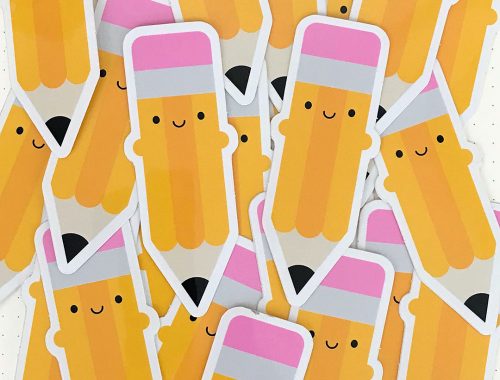 happy pencils kawaii stickers