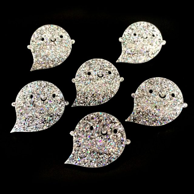glitter ghost brooches