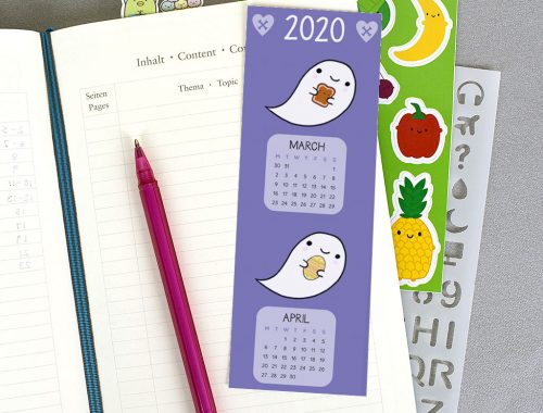 printable 2020 calendar bookmark