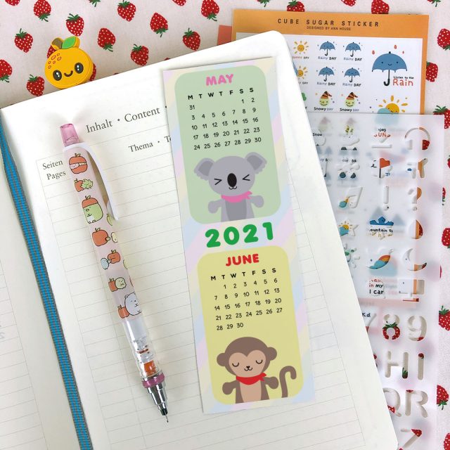 printable 2021 calendar bookmark