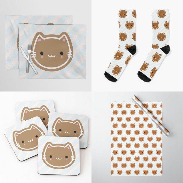Gingerbread Cookie Cat at Redbubble, Society6, TeePublic & Zazzle