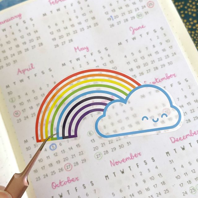 rainbow kawaii clear vinyl stickers
