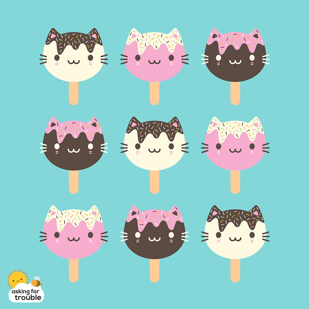 Ice Lolly Cats For PrintonDemand Asking For Trouble