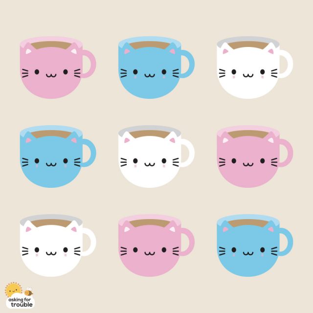 cute cat cups pattern
