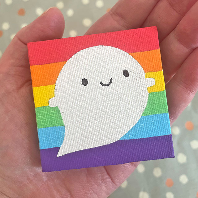 rainbow ghost mini painting