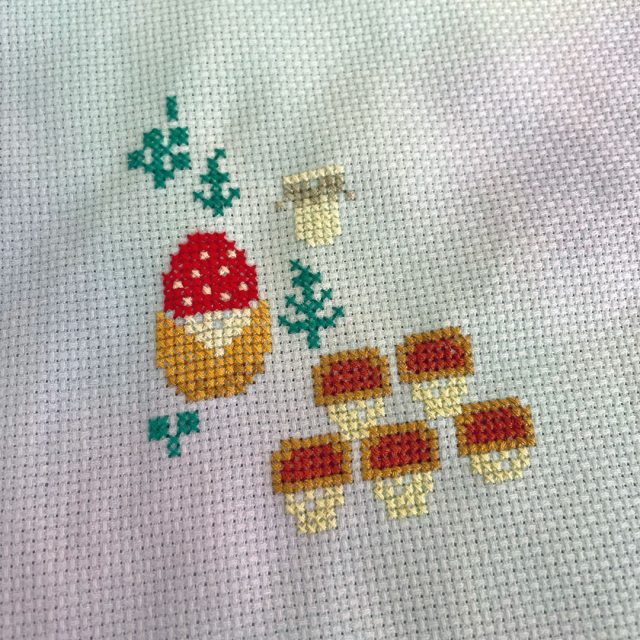 Mushroom Family Sampler cross stitch pattern