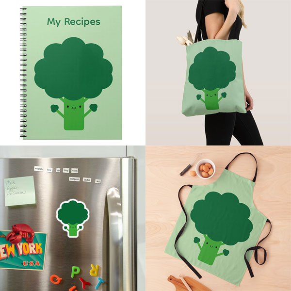 kawaii broccoli for print on demand