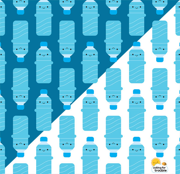 kawaii water bottles repeat patterns