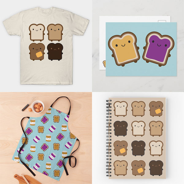 kawaii toast for print-on-demand
