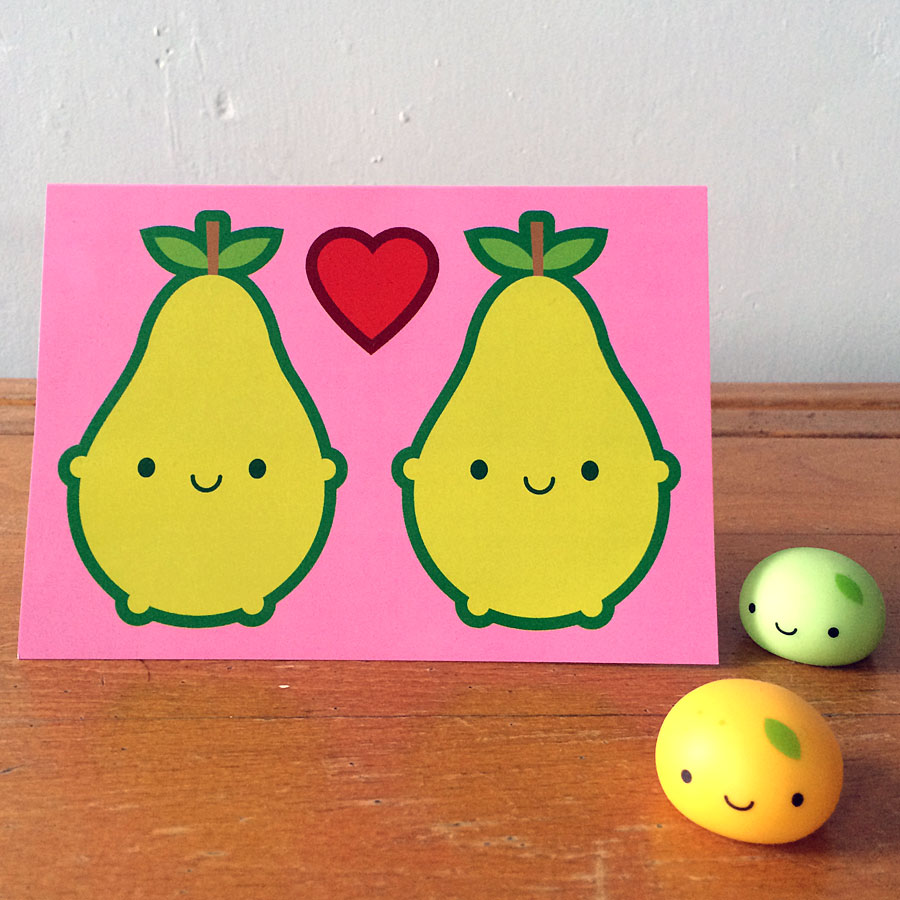 kawaii pears valentine card