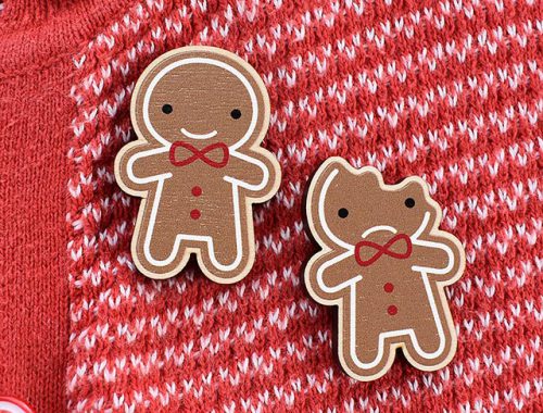 Gingerbread Man Wooden Brooches