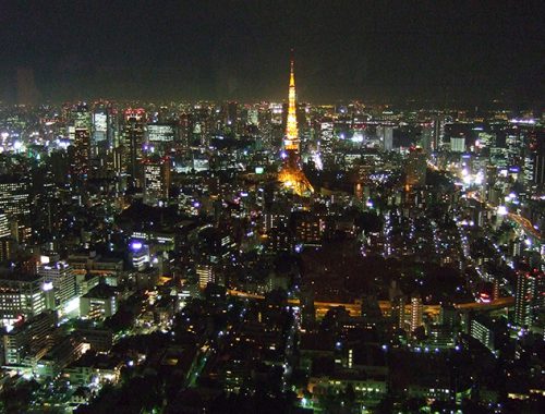 japan - tokyo night skyline from mori tower