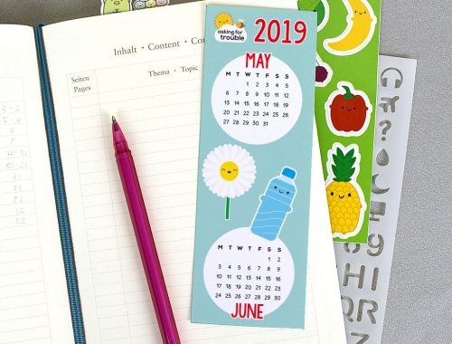 free printable calendar bookmark