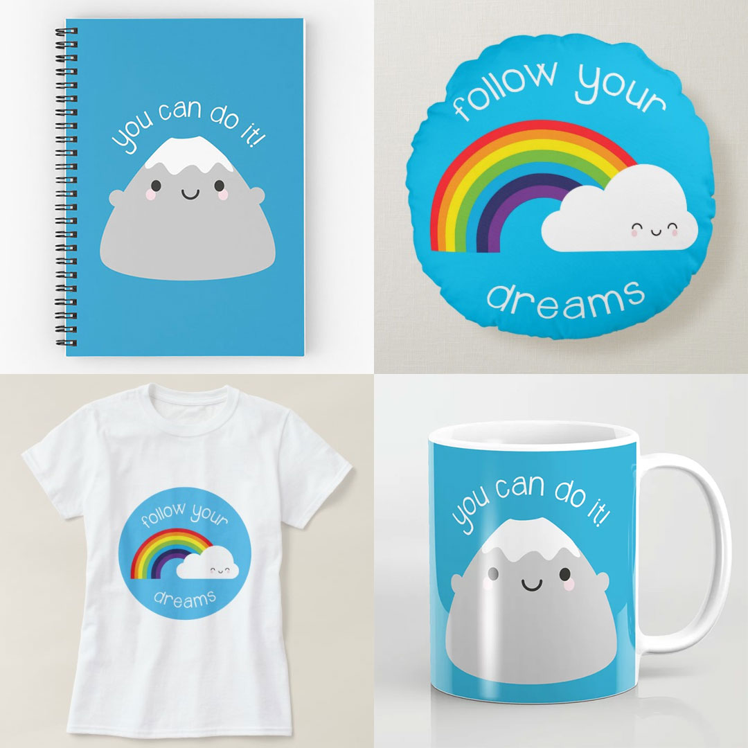 Kawaii Motivation at Society6, Redbubble & Zazzle
