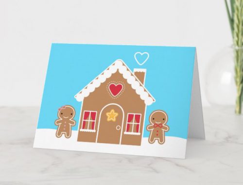 kawaii gingerbread house card