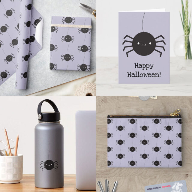 Halloween spiders at Redbubble, Society6, TeePublic & Zazzle