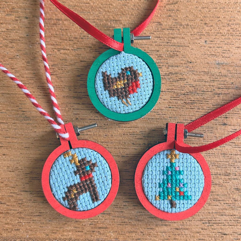 kawaii Christmas cross stitch ornaments